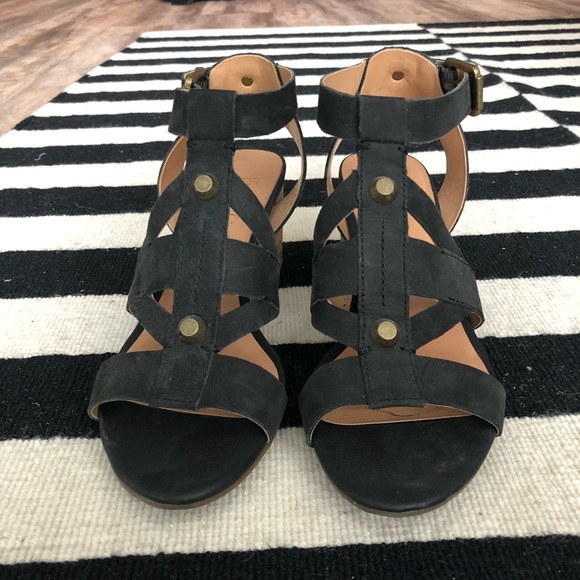 Franco Sarto Black Leather Sandals with Cork Heel✨ - Picture 5 of 5